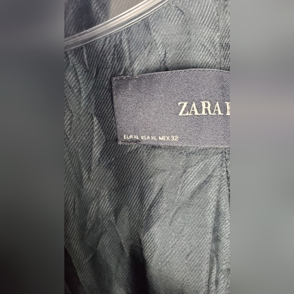 Zara Black Double Collar Duster formal Career Office Coat Jacket Blazer Size XL - Picture 4 of 7